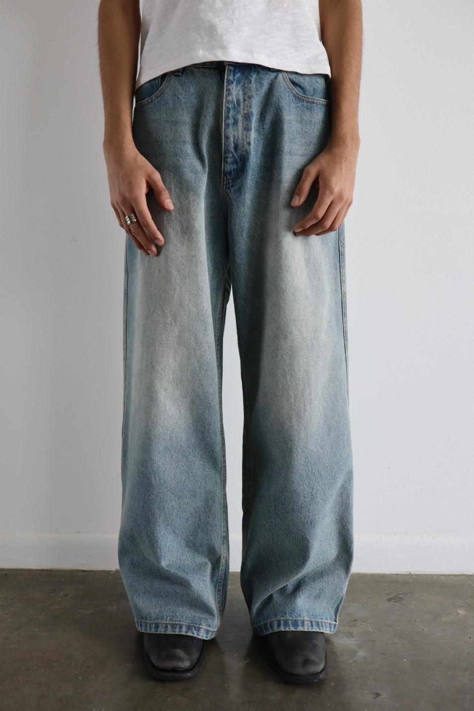 Light Wash Wide Leg Denim